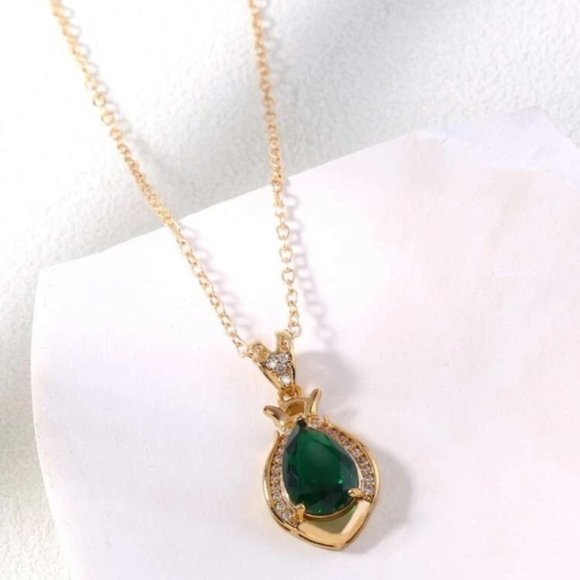 Aqua Sparkle Cubic Zirconia Water Drop Necklace - Picture 4 of 7